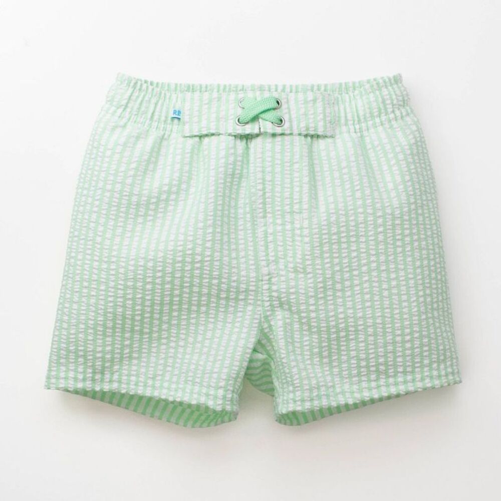 RuggedButts Toddler Boys' Seersucker Swim Trunks - Green 3T